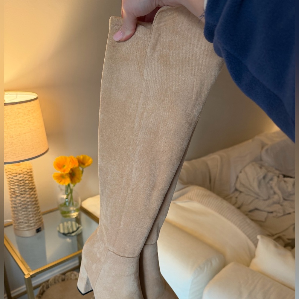 Tan Suede Over the Knee Boots - Picture 2 of 2